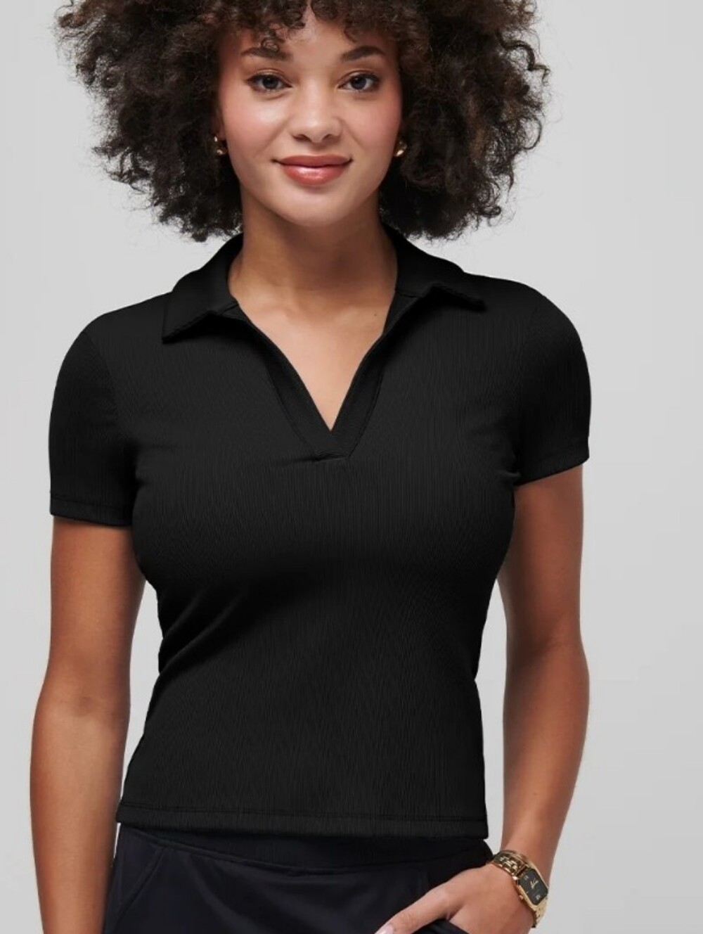Travis🛍 Mathew Black V-Neck Knit Polo Top